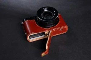 Original Echtleder Halbkamera Etui Tasche Cover für Panasonic LX100 Boden OFFEN - Bild 1 von 9