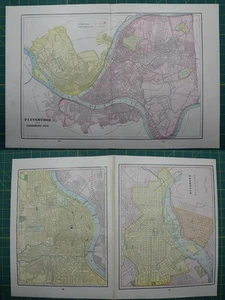 Pittsburgh Cincinnati Richmond Vintage Original 1895 Crams World Atlas Map Lot - Picture 1 of 10