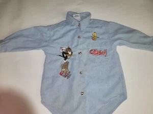 Vintage ACME  Kids Denim Tweety Bird Button Up Shirt  XXS/3T Made In Hong Kong  - Picture 1 of 13