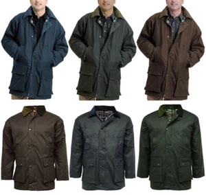 Game Mens Classic Padded Wax Jacket Hunting Walking Full Zip Up Waxed Coat S-5XL - Picture 1 of 7
