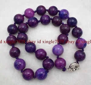 Huge 14mm Natural Purple Sugilite Round Gemstone Beads Necklace 18-50" AAA+ - Picture 1 of 19