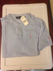 NWT Polo Ralph Lauren Boys XL 20 Light Blue Golf Shirt Club Logo On Sleeve