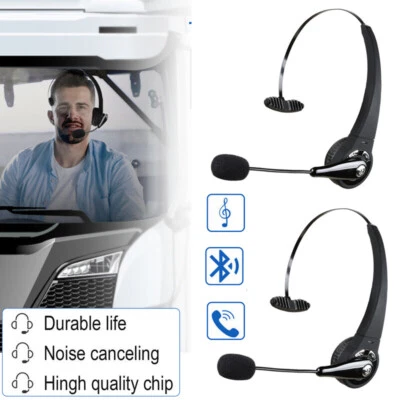 BFVV 2x Wireless Headset Truck Driver Noise Cancelling Over-Head Bluetooth Headphones