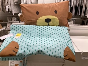Set copripiumino Ikea KAPPHAST bambini misura singola orso turchese nuovo fibre naturali - Foto 1 di 3
