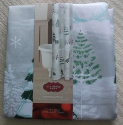 ST. NICHOLAS SQUARE MUÑECOS DE NIEVE CORTINA DE DUCHA - 70" X 70" - NUEVO EN PAQUETE Foto 1 de 4