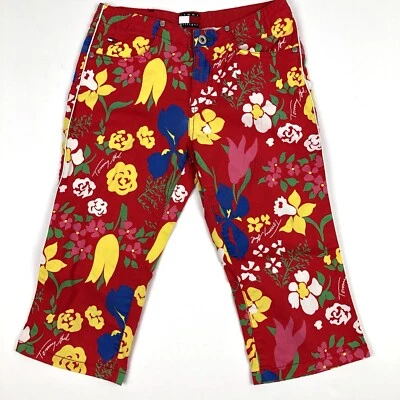 Vintage Tommy Hilfiger Girl Floral Jeans Capri Chino Pants TH Flag Girls Size 12 - Image 1 of 4