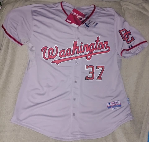 Stephen Strasburg Washington Nationals Jersey NEW/TAGS 54 Majestic #37 Gray/Away Cover