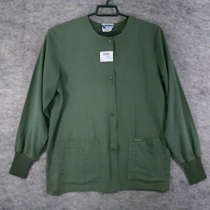 Landau Lab Coat Jacket Unisex Large Green Double Pockets Woven Cotton - Picture 1 of 11