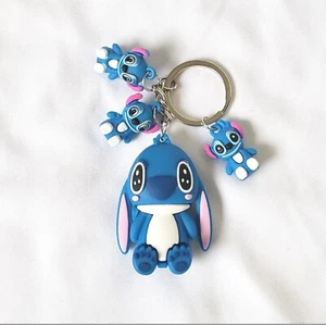 NEU! Schlüsselanhänger Lilo und Stitch Figur blau Gummi #895AA - Bild 1 von 3
