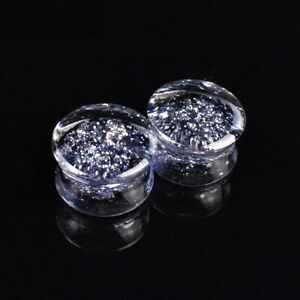 Double Flared Acrylic Gauge Tunnels Metallic Sequins Ear Plugs Piercing Expander