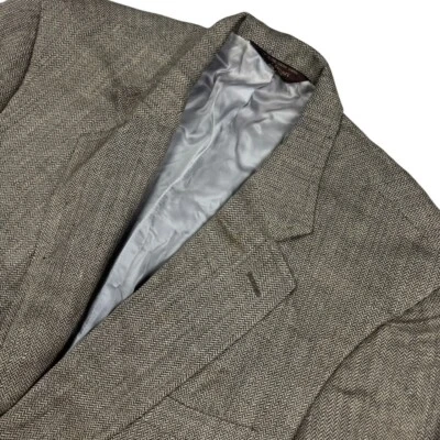 Paul Stuart Men’s 100% Wool 2-Button Blazer Jacket Herringbone Brown • 46R - Image 1 of 4