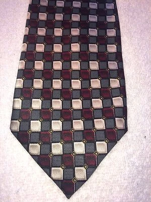 CORBATA HOMBRE COVINGTON NEGRO BORGOÑA GRIS Y DORADO CUADROS 4 X 61 Foto 1 de 4