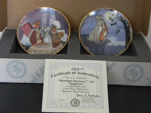 Rare 2pc Braford Exchange Disney "Lady and the Tramp" Mini Plates w Box & COA - Picture 1 of 6