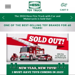 2024 HESS TOY TRUCK 60TH ANNIVERSARY FIRE TRUCK CAR & MOTORCYCLE MIB SOLD OUT!!! - Picture 1 of 15
