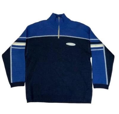 VTG 00s QUICKSILVER BLUE BLACK PULLOVER KNITTED JUMPER SIZE XL - Image 1 of 4