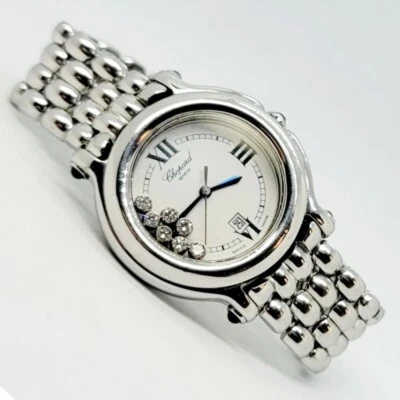 $9,900 Reloj Chopard Happy Sport 7 Diamantes Flotantes Acero Inoxidable 32mm Foto 1 de 4