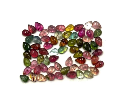 Natural Multi Tourmaline Pear Cabochon Loose Gemstone Lot 25 Pcs 4*6 MM 10 CT - Image 1 of 4