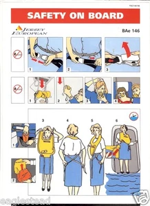 Safety Card - Jersey European - BAe 146 - c1996 (S3542) - Picture 1 of 1