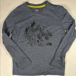 The North Face Boys' Gray Long Sleeve Performance Graphic Logo Tee size S 7/8 - Picture 1 of 5