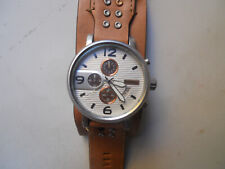 Fossil Men Chronograph Brown Leather Quartz Battery & Analog used Watch.JR-1149.