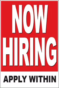 24x36 NOW HIRING Poster Retail Business Store Window POP Sign rb - Picture 1 of 1