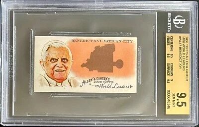 BGS 9.5 POPE BENEDICT XVI 2008 Topps Allen & Ginter Mini WL17 + 2024 Now Leo XIV - Image 1 of 3