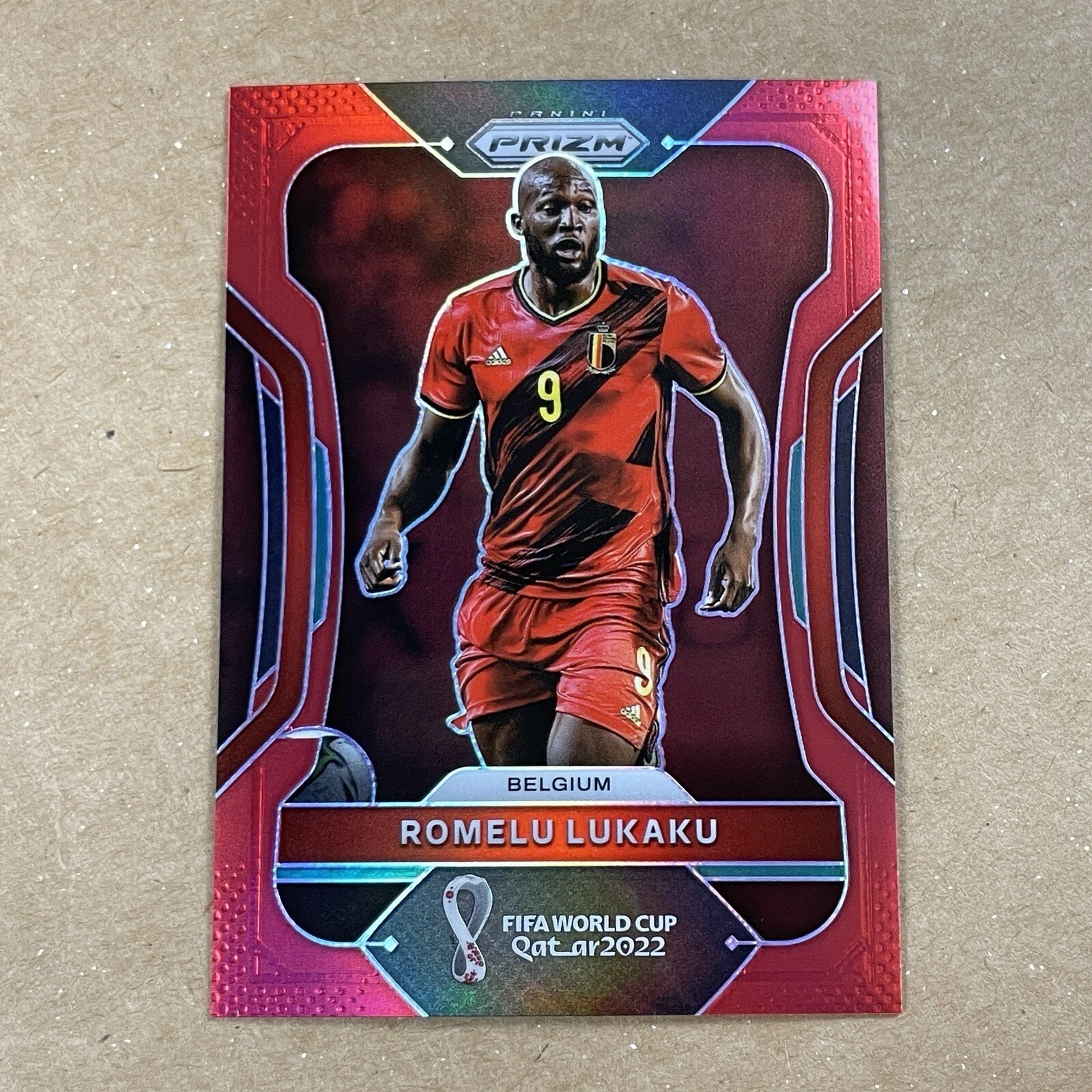 2022 Panini FIFA World Cup Prizm Romelu Lukaku Red /399 #20 Belgium Color Match
