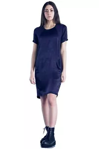 EVERLAST abitino donna estivo taglia L cotone e modal doppio tessuto vestito blu - Foto 1 di 4
