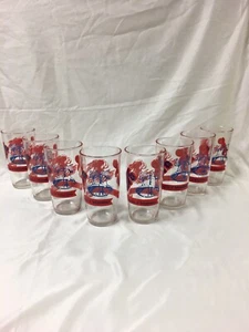 Vintage 8 Set Hazel Atlas 16 Oz Ice Tea Drink Glass USA Bicentennial 1776-1976 - Bild 1 von 6