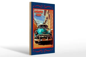 Holzschild Cuba 20x30 cm Habana Cuba blaues Auto Holz Deko Schild wooden sign - Bild 1 von 5