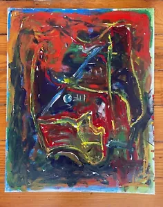 Quadro su tela rosso astratto arte esterna contemporanea Amanda Renault 16x20 - Foto 1 di 6