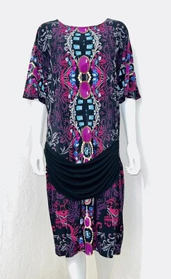 Marc Bouwer Anthropologie Multicolor Jeweled Damask Knit Kimono Slv Dress Size M - Image 1 of 4
