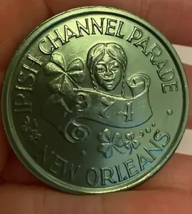 Doubloon New Orleans St. Patrick 1974 Irish Channel Parade grün Sammlerstück - Bild 1 von 2