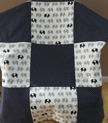 Edredón bebé. Edredón azul oscuro/gris/blanco. Edredón 36X47. Edredón bebé niño. Foto 1 de 3