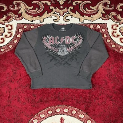 Vintage Y2K ACDC Rock Band Long Sleeve Thermal T Shirt Size M Guitars Bells - Image 1 of 4