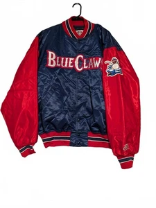 Vintage BlueClaws Satin Varsity Jacket - Mens XL MLB Genuine Nylon 29x29 - Picture 1 of 10