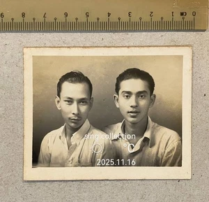 OPS original 1950's 2 Eurasian handsome man Wembly Studio Singapore photo - Picture 1 of 2