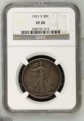 1921 S Half Dollars Liberty Walking NGC VF-20 - Image 1 of 2