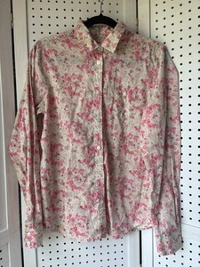 American Eagle Favorite Fit Long Sleeve Cotton Button Down Pink Floral Women's L - Picture 1 of 6