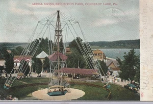 AERIAL SWING RIDE,EXPOSITION PARK~CONNEAUT LAKE PA-PM 1906 UB POSTCARD - Picture 1 of 2