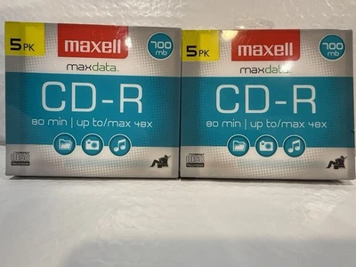 Maxell CD-R Maxdata 80 Min 700mb 2-5 Packs Blank CDs NEW, SEALED - Image 1 of 4
