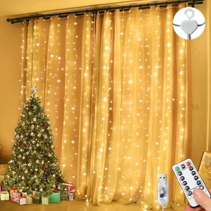 Curtain Fairy Lights, 3m×3m 300LED Fairy Lights with 8 Modes Remote Control T... - Picture 1 of 6