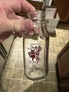 Roger Jessup Farms ACL Half Pint Milk Bottle Glendale California CA - Picture 1 of 11