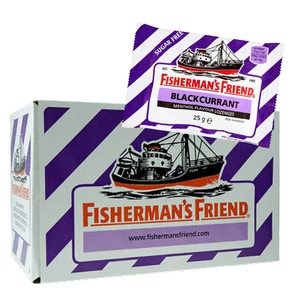 Pastillas de mentol de grosella negra Fishermans Friend paquetes de 25 g x 12 - Imagen 1 de 5