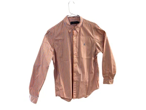 Camisa Ralph Lauren GRANDE Naranja con Rayas Azules Abotonada Mangas Largas Para Hombre - Imagen 1 de 6