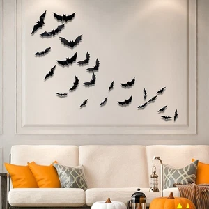 3D Bat Stickers Bat Stickers Set Battery Powered Lights For Bedroom Decor - Picture 1 of 16
