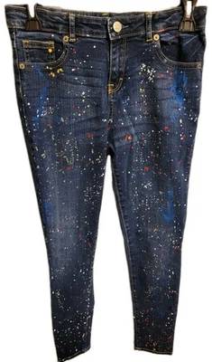 Pantalones de mezclilla Gymboree para niñas 12 ajustados color azul salpicado mezcla de algodón lavado oscuro  Foto 1 de 4