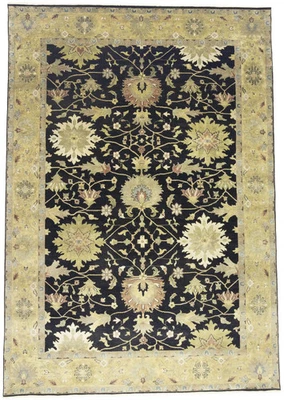 Floral Transitional Design Oriental Rug 10X14 ft Hand-Knotted Extra Large Carpet - Image 1 of 4