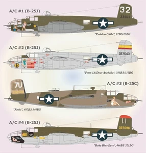 Lifelike 1/72 Decal NA B-25 Mitchell Pt 3 für Airfix B-25C/D & HSG B-25J -72-041 - Bild 1 von 2