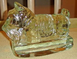 Vintage Scotty Dog Glass Paperweight Bookend Scottish Terrier Solid Glass 4LBS - Picture 1 of 12